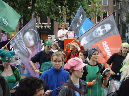 People from all over the world asked the IOC to take action and end exploitation in its supply chain. For instance, this picture was taken in Amsterdam, but in many more places protesters took to the streets.